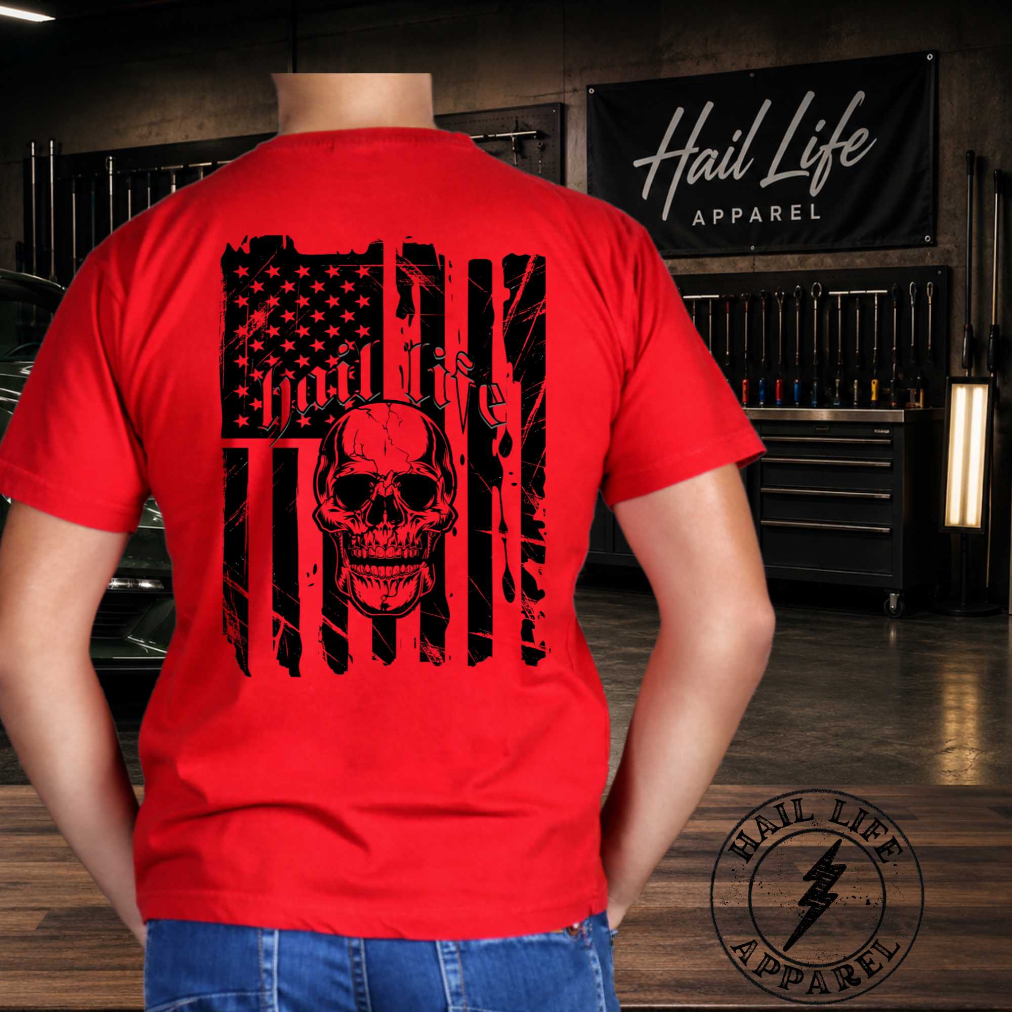 American Flag w/Skull
