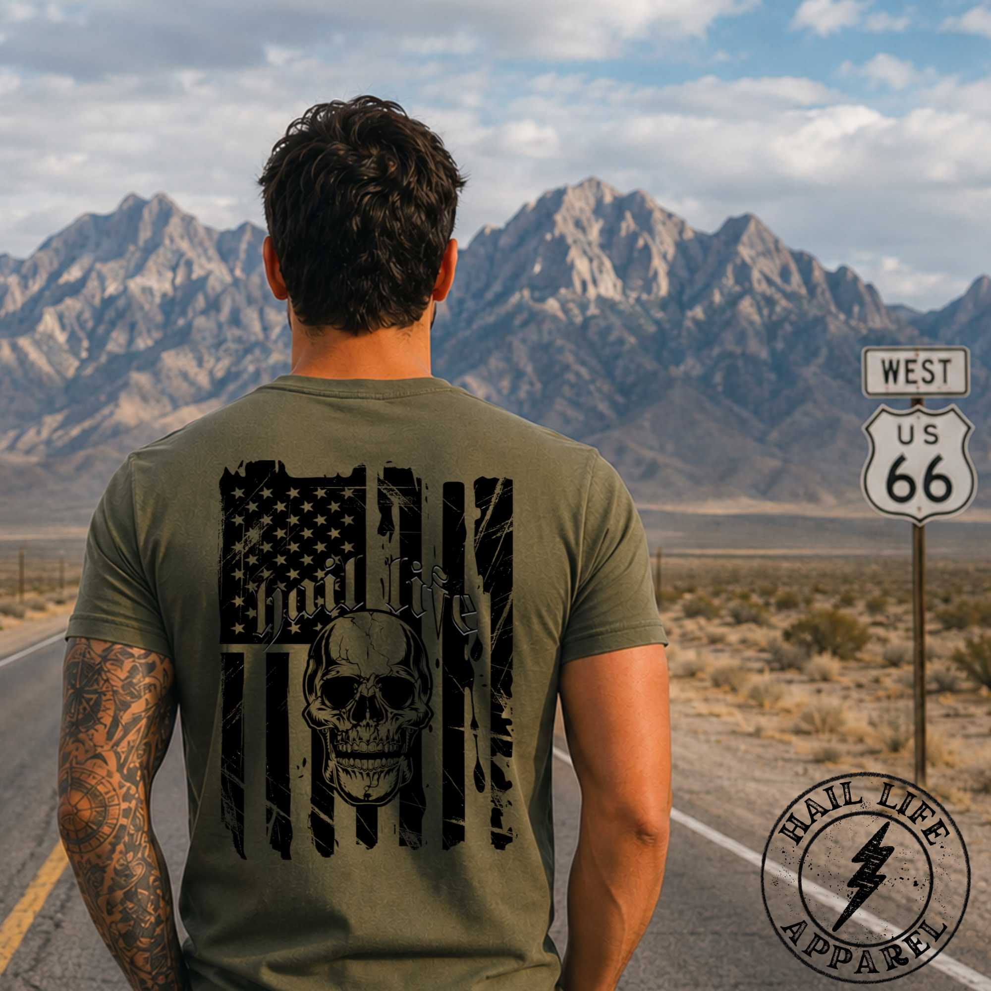American Flag w/Skull