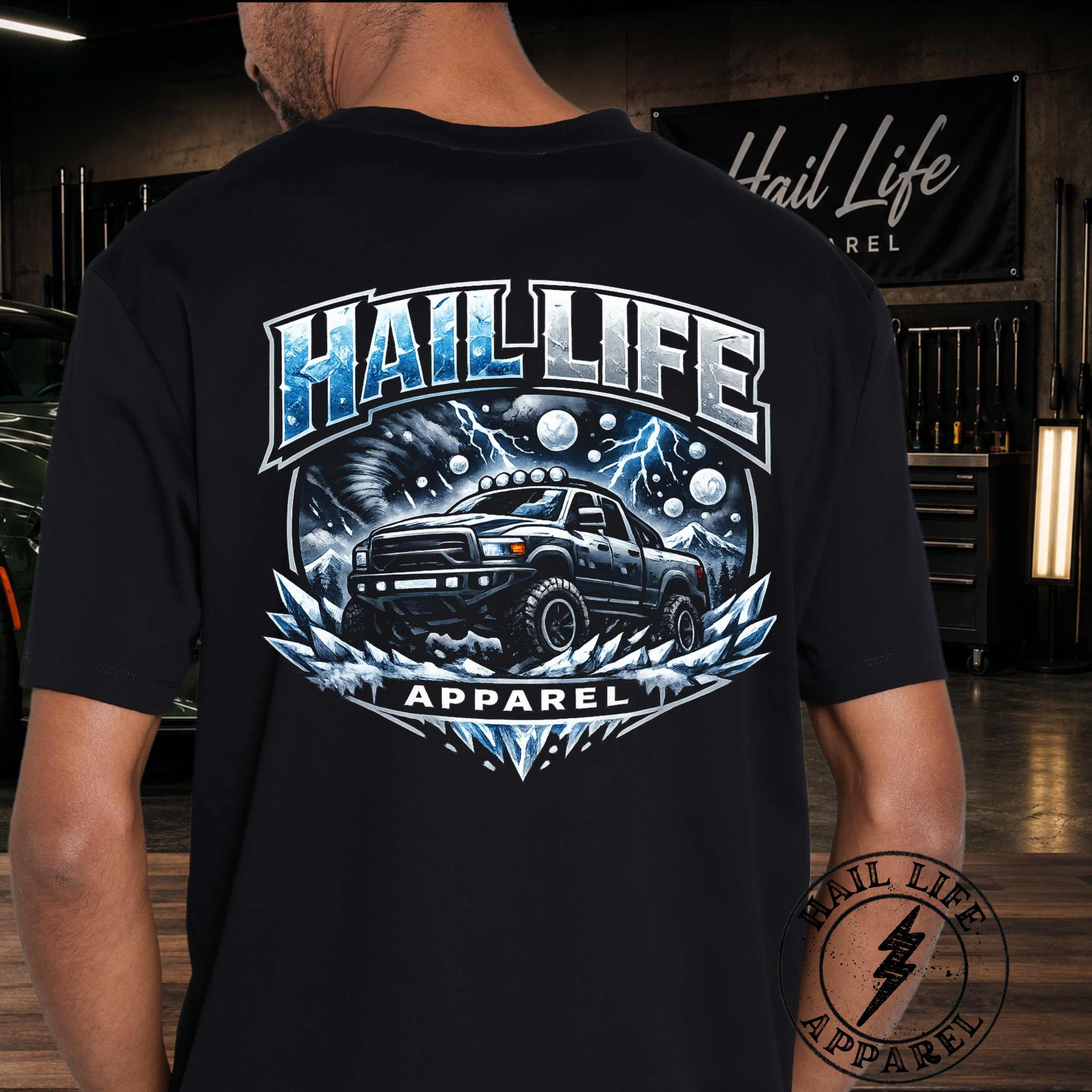 Hail Life Storm Truck Graphic Tee