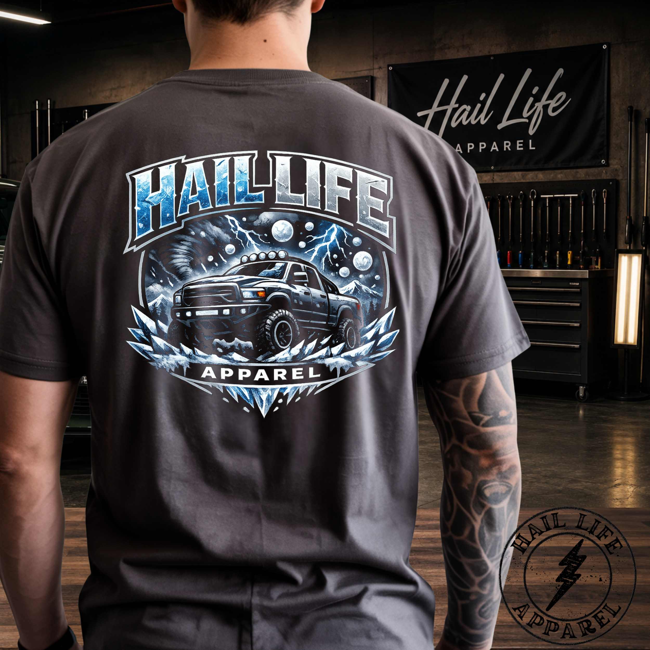 Hail Life Storm Truck Graphic Tee
