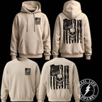 American Flag w/Skull Hoodie - Sweatshirt