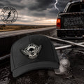Hail Life Skull Trucker Hat — Black/Silver Leatherette Patch