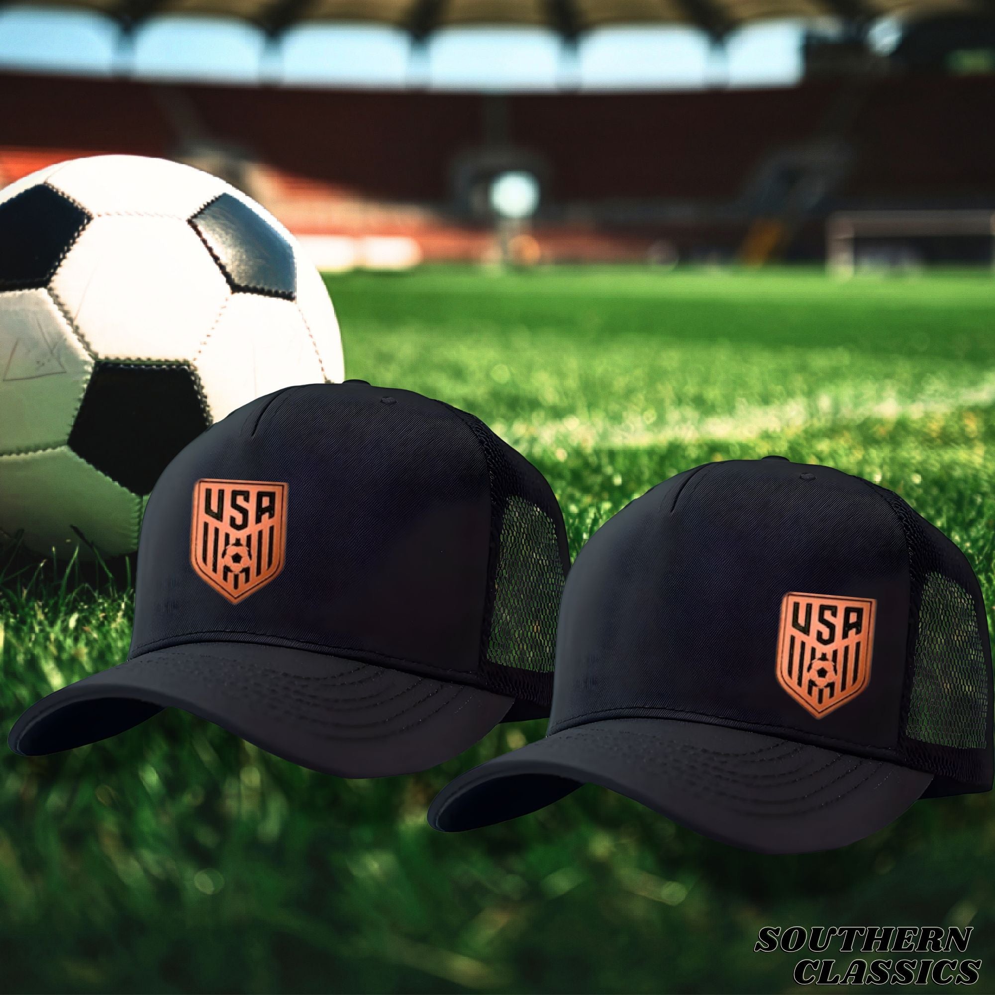 USA Soccer Leather Patch Trucker Hat